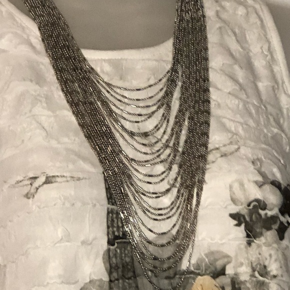 NWT Multi-Row Italian Waterfall Necklace in Silvertone. - Picture 11 of 16